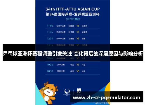 乒乓球亚洲杯赛程调整引发关注 变化背后的深层原因与影响分析