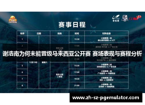 谢浩南为何未能晋级马来西亚公开赛 赛场表现与赛程分析 谢浩南为何未能晋级马来西亚公开赛 赛场表现与赛程分析