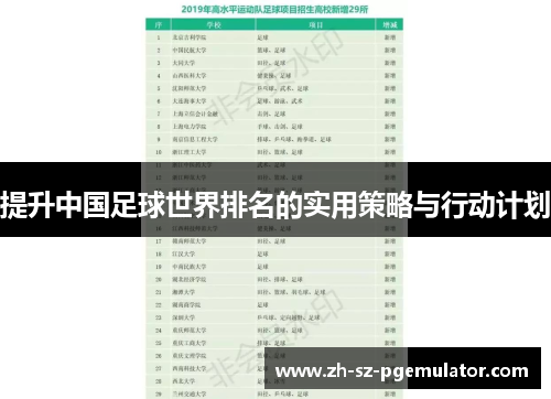 提升中国足球世界排名的实用策略与行动计划